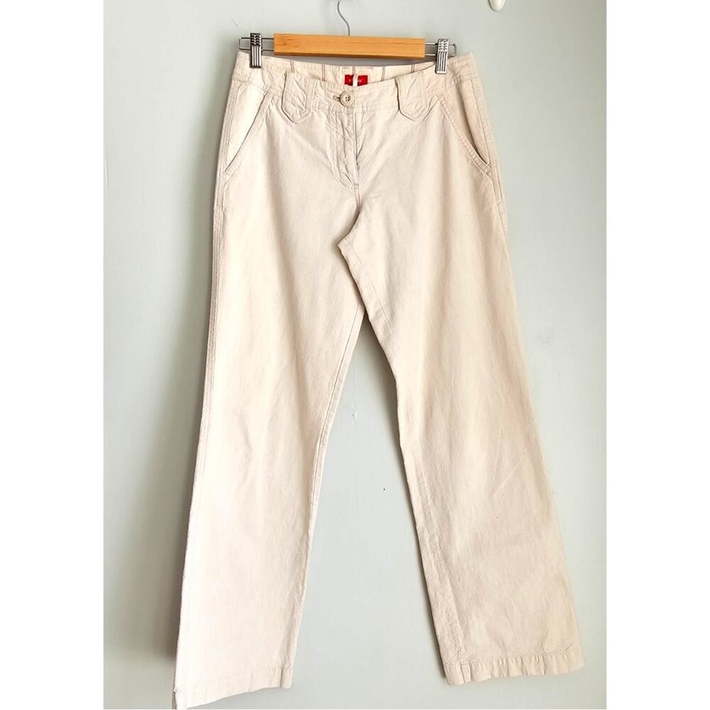 S. Oliver Cotton Wide-Leg Chino Pants, Utility, B STyle, Cream, Womens Sz 7
